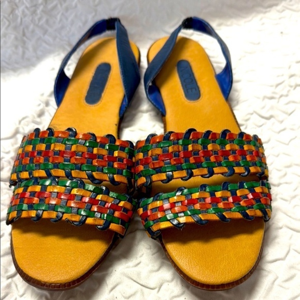 Vintage Nicole Multicolor Woven Leather Sandals…. Shawn ..Made In Brazil NWOT